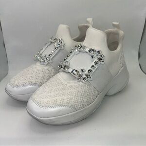 Roger Vivier Viv' Run Sneakers Women’s EU 34.5 US 5 White Jewel Buckle